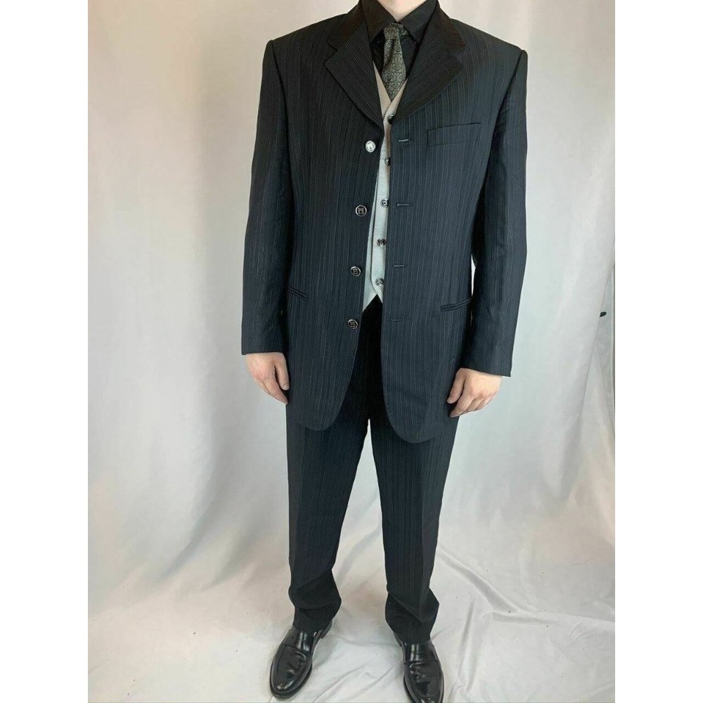 Carlo Pignatelli Three Piece Silver Vest Black Lin